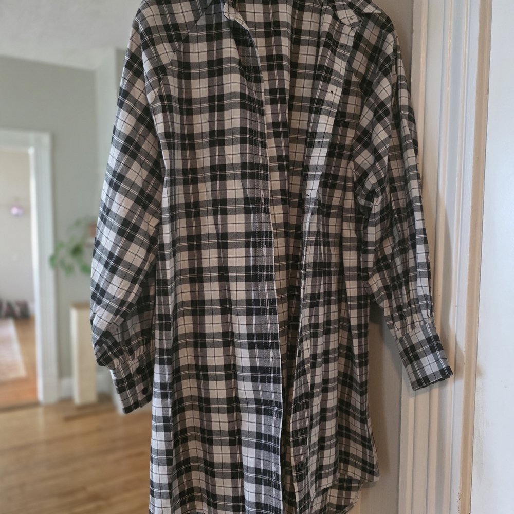 ASOS Black and White Oversized Plaid Shirt